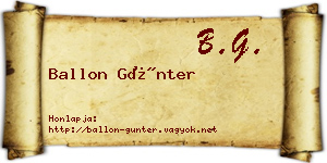 Ballon Günter névjegykártya